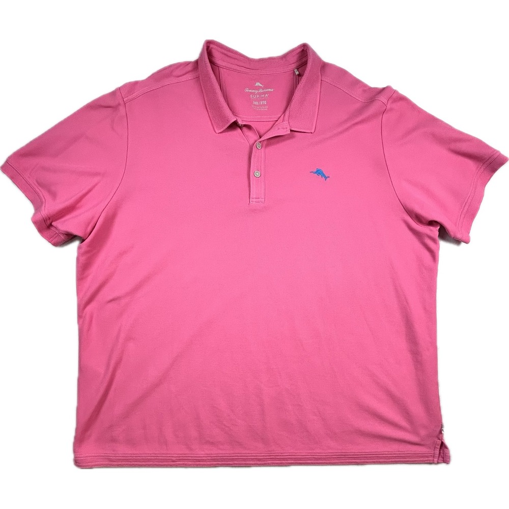 Tommy Bahama Mens 3XL Pink Supima Cotton Blend Short Sleeve Polo Shirt